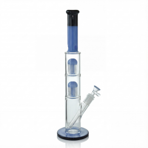 15.5" Double Tree Perc Straight Tube Water Pipe | Smooth Filtration