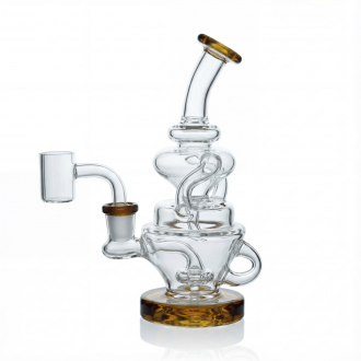 7" Curvy Loop Showerhead Perc Recycler Water Pipe