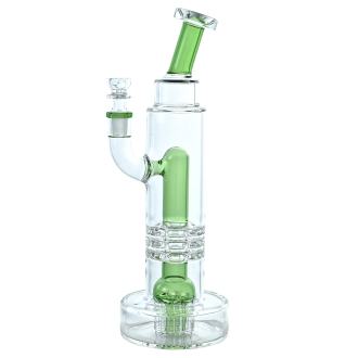 11" Reinforced Dual Perc Water Pipe – Assorted Colors