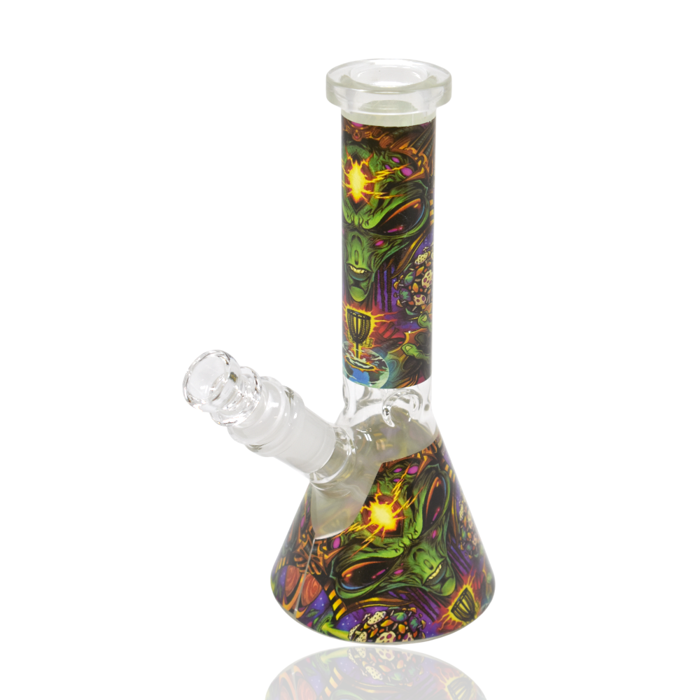 8 inch Zombie Sunscape Skull Printed Beaker Water Pipe