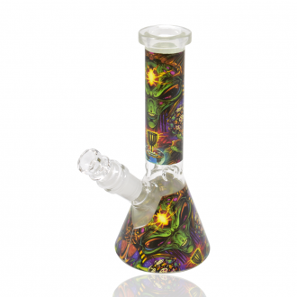 8" Zombie Sunscape Skull Printed Beaker Water Pipe