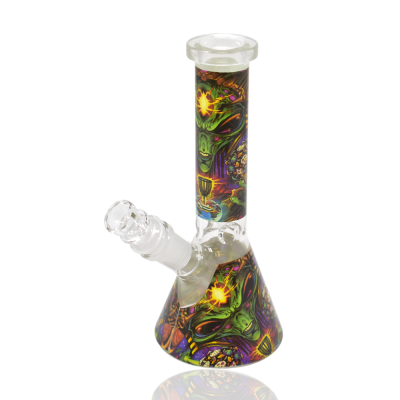 8" Zombie Sunscape Skull Printed Beaker Water Pipe