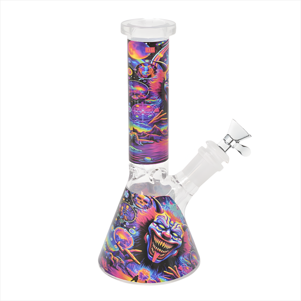 8 Inch Mad Grinner Printed Beaker Water Pipe