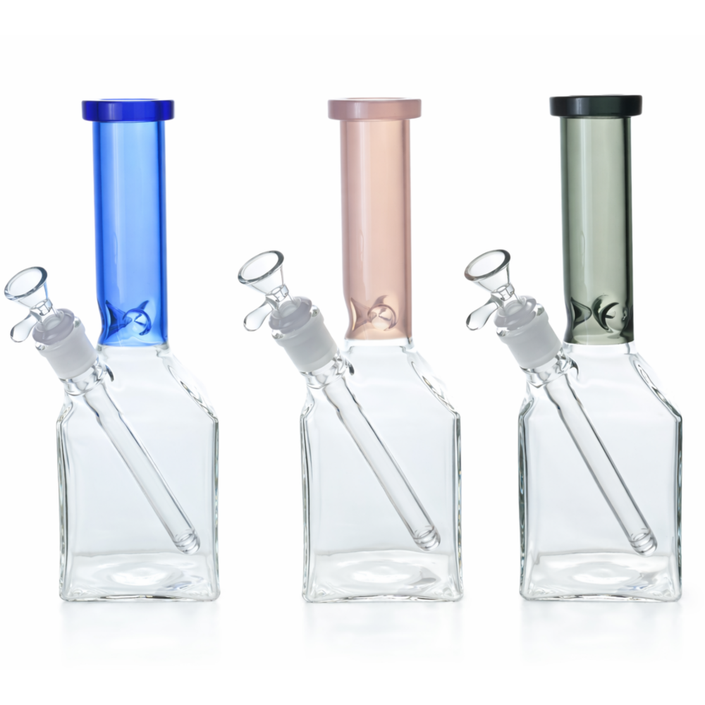 10 Inch Decanter Style Square Base Glass Water Pipe