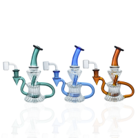 8" Fluted Glass Showerhead Perc Recycler Water Pipe