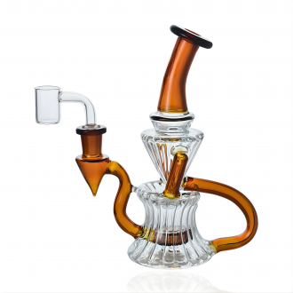 8" Fluted Glass Showerhead Perc Recycler Water Pipe