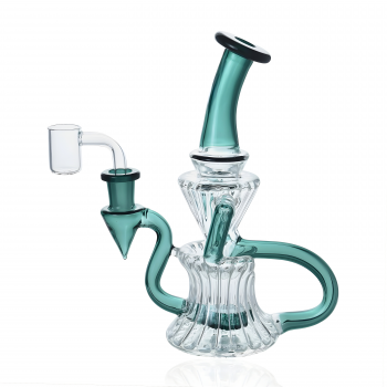 8" Fluted Glass Showerhead Perc Recycler Water Pipe