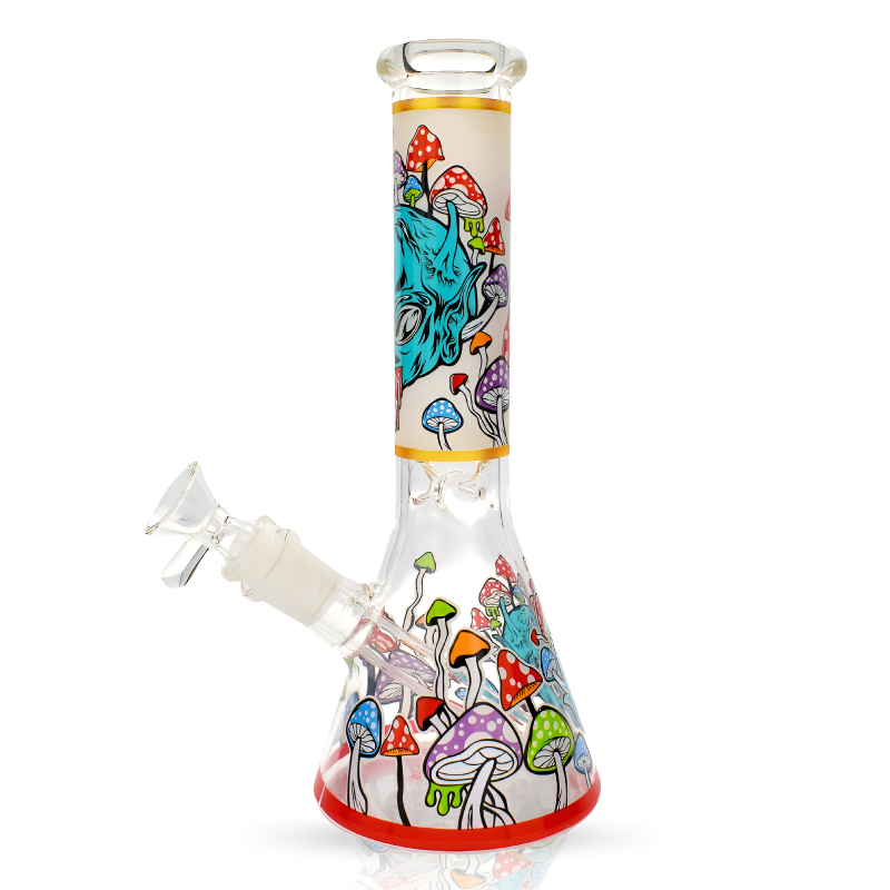 10" Monsters & Shrooms Beaker Water Pipe – Glow in the Dark