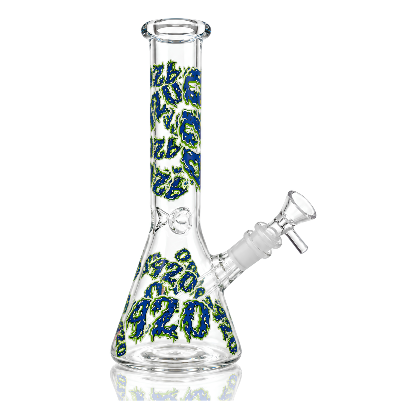 10" 420 Decal Beaker Water Pipe – Glow in the Dark