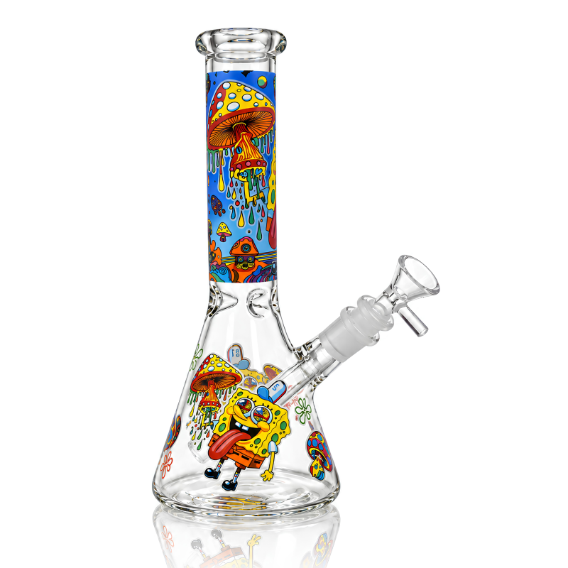 10" Cartoon-Themed Beaker Water Pipe – Glow in the Dark