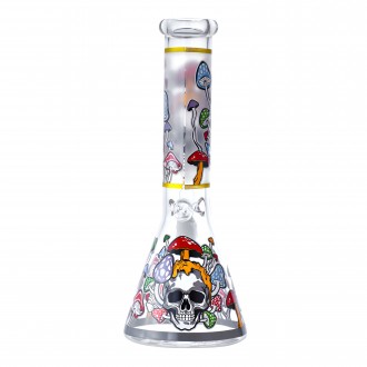 10" Shroom Skull Beaker Water pipe - Glow in the Dark
