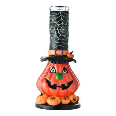 9.5" Witch Hat Spooky Pumpkin Water Pipe - Glow in the Dark