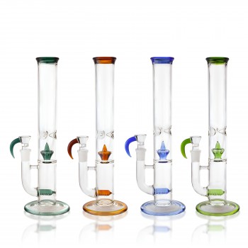 14" Crown & Inline Perc Straight Tube Water Pipe - [RG90]