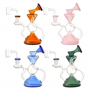 6" Hourglass Drum Chamber Recycler Water Pipe - [RG93]