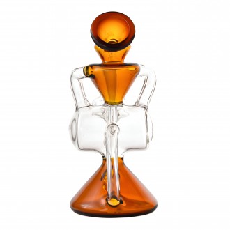 6" Hourglass Drum Chamber Recycler Water Pipe - [RG93]