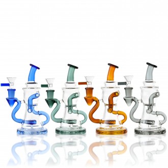 7" Curvy Glass Showerhead Perc Recycler Water Pipe - [RG94]