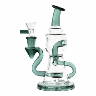 7" Curvy Glass Showerhead Perc Recycler Water Pipe - [RG94]