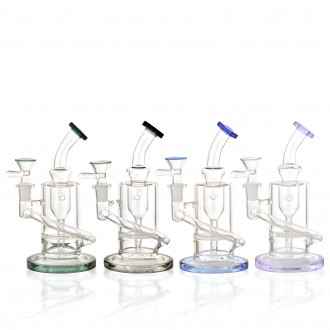 7" Curved Neck Honeycomb Perc Recycler Water Pipe
