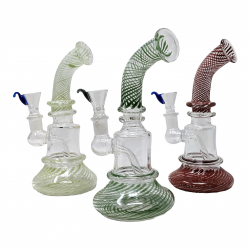 7" Spiral Line Clear Middle Chamber Water Pipe Rig - [RJA23]