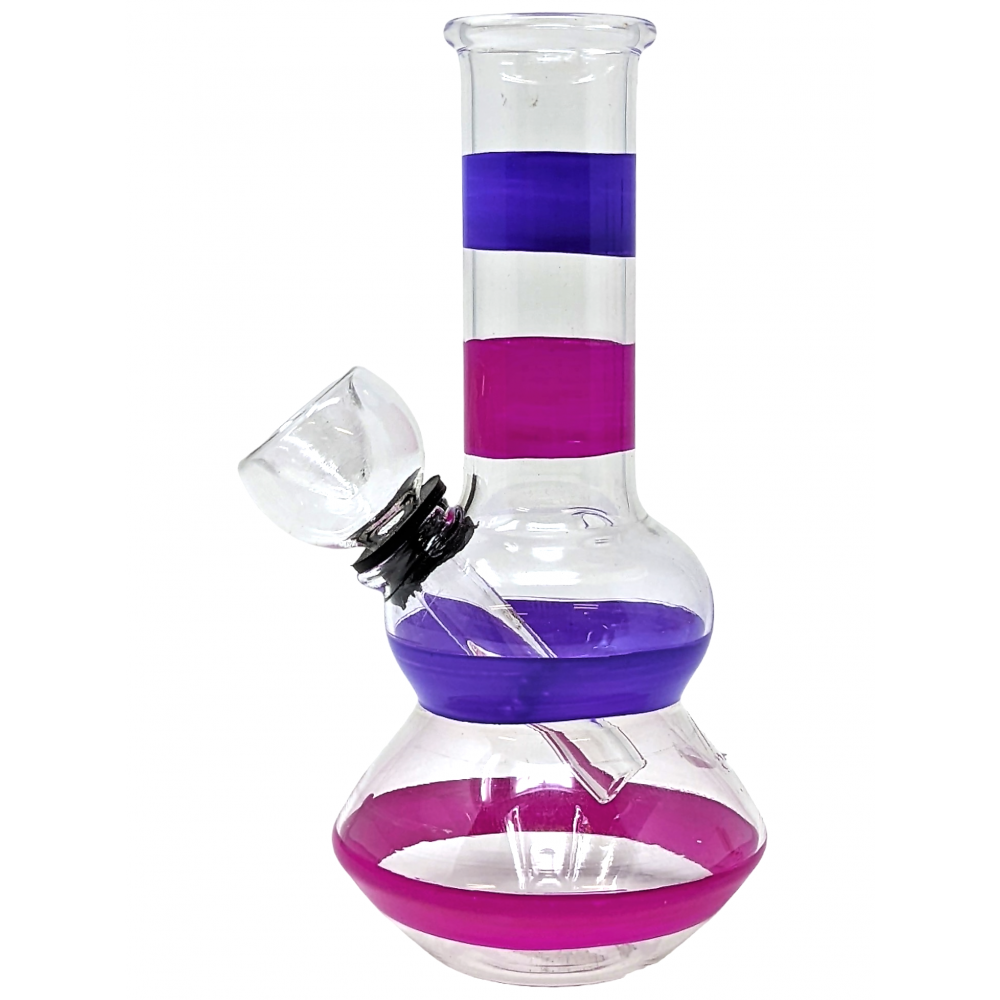 5" Horizontal Stripes GOR Water Pipe Colorful Borosilicate Glass