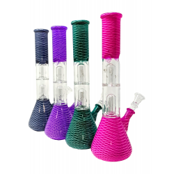 12'' 2 Dome Perc Colored Net Water Pipe - [RJA77]