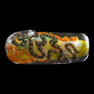 3.5" Fumed & Latachino Rod Art Block Hand Pipe (Pack Of 2) [RKB54]