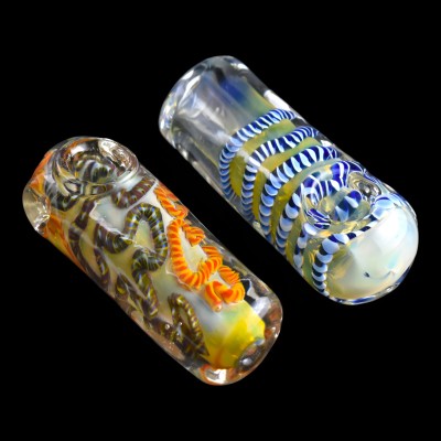 3.5" Fumed & Latachino Rod Art Block Hand Pipe (Pack Of 2) [RKB54]