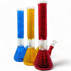 12'' Single Dome Perc Colored Net Water Pipe - [RKD26]
