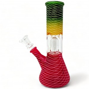 8" Rasta Vibes Dive Into the Net Art W/ Perc Water Pipe - [RKD47]