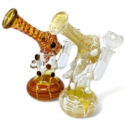 7" Gold Fumed Multi Marble Whirl Harmony Water Pipe Assorted - [RKGS75]