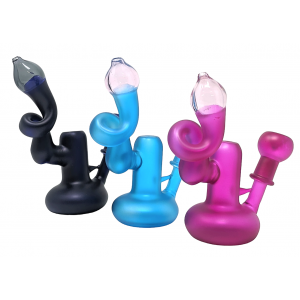 6" Twisted Mouth Pc Frosted Color Dry Herb Bubbler Assorted Colors [RKGS9]