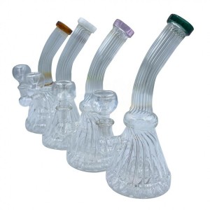 8" Assorted Diamond Body Curved Neck Showerhead Perc Water Pipe - [RKGW1]