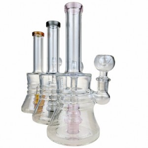 8" Assorted Pinched Base Slit Perc BangerH Water Pipe 14MM Female [RKD161] 