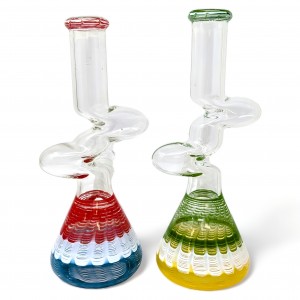 10" Twin Kinks Swirl-Scape Mini Zong Water Pipe - Assorted [SAA03]