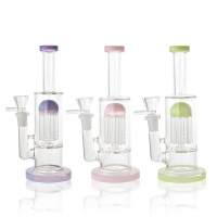 8.5" Straight Neck Tree Perc Cylindrical Water Pipe - [SAA84]
