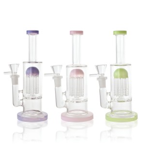 8.5" Straight Neck Tree Perc Cylindrical Water Pipe - [SAA84]