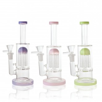 8.5" Straight Neck Tree Perc Cylindrical Water Pipe - [SAA84]