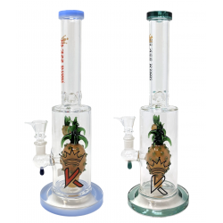 12" "Glass King" Assorted Color Pineapple Perc Water Pipe [SAJ16]