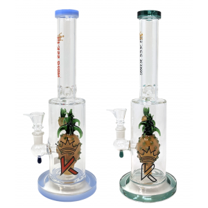 12" "Glass King" Assorted Color Pineapple Perc Water Pipe [SAJ16]