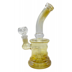 7'' Gold Fumed Ribbed Pinch Vase Showerhead Perc Water Pipe - [SDK328]