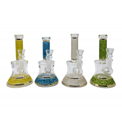 6" Assorted Mini Glitter Stone Pinched Cylinder Water Pipe Rig - [SDK517]
