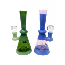 10" Assorted Dual Color Showerhead Perc Beaker Water Pipe - [SDK615]