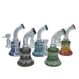 6" Mini Assorted Bell Bottom Rake Showerhead Perc Water Pipe Rig - [SG2296]