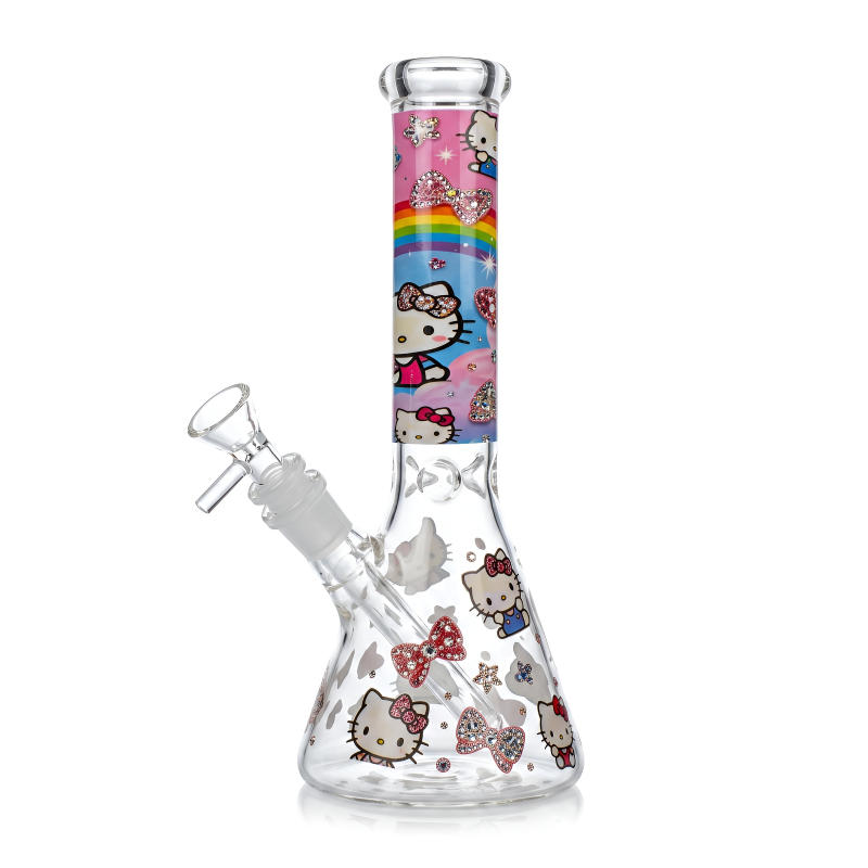 10" Kitty Decal Art Beaker Water Pipe