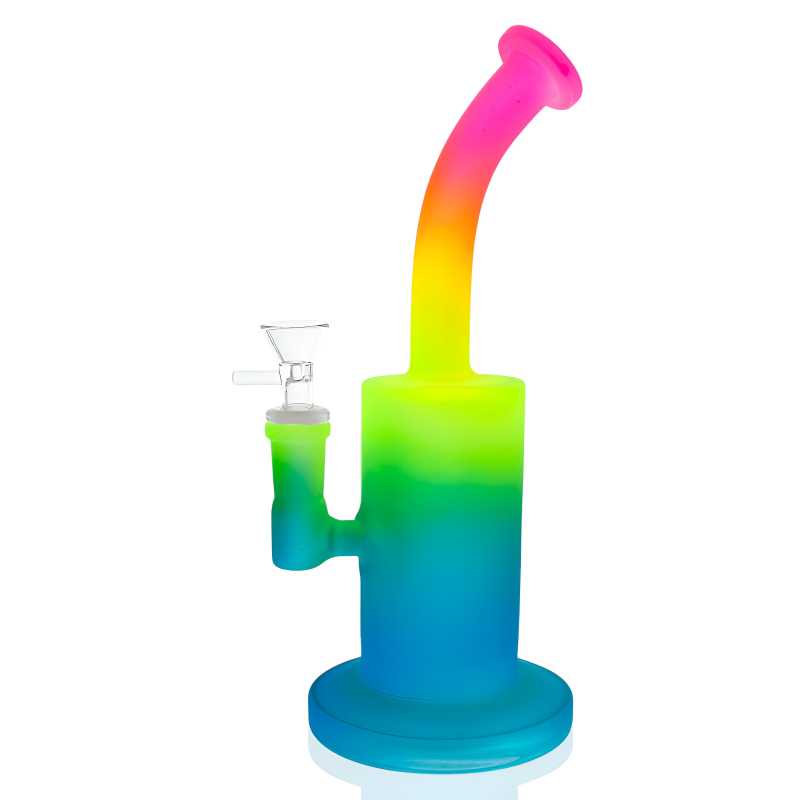 8.5" Bent Neck Mixed Color Cylindrical Water Pipe