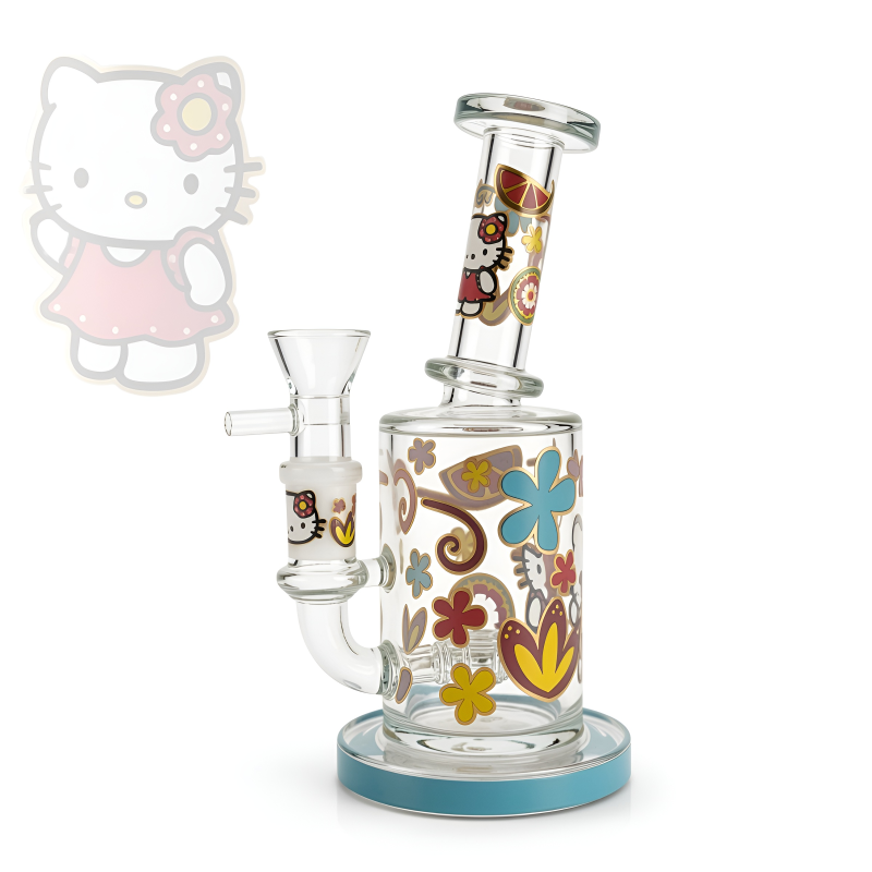 7" Feline Magic Cylindrical Glass Water Pipe