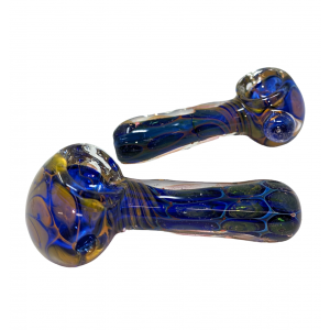 3.5" Gold Fumed Art Double Glass Hand Pipe (Pack of 2) [SG2534]