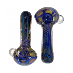 3.5" Gold Fumed Art Double Glass Hand Pipe (Pack of 2) [SG2534]