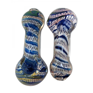 3.5" Gold Fumed Art Double Glass Hand Pipe (Pack of 2) [SG2554]