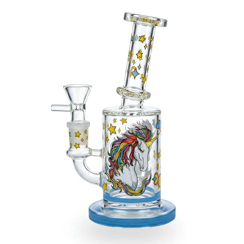 6.5" Unicorn Magic Puff Cylindrical Glass Water Pipe